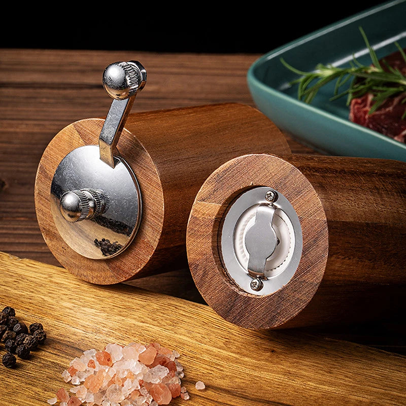 Hand-operated Pepper Mill Kitchen Manual Solid Wood Black Grinder Qme