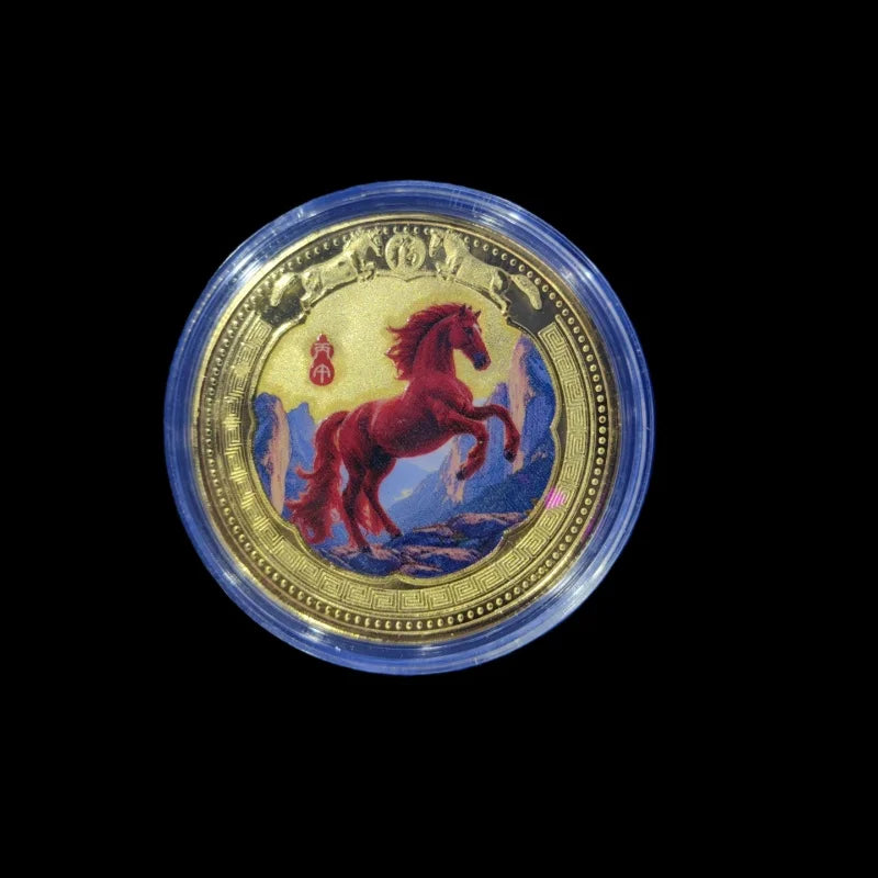 Souvenir Year Horse Chinese Coins Lucky Animal Commemorative Metal Qme A4