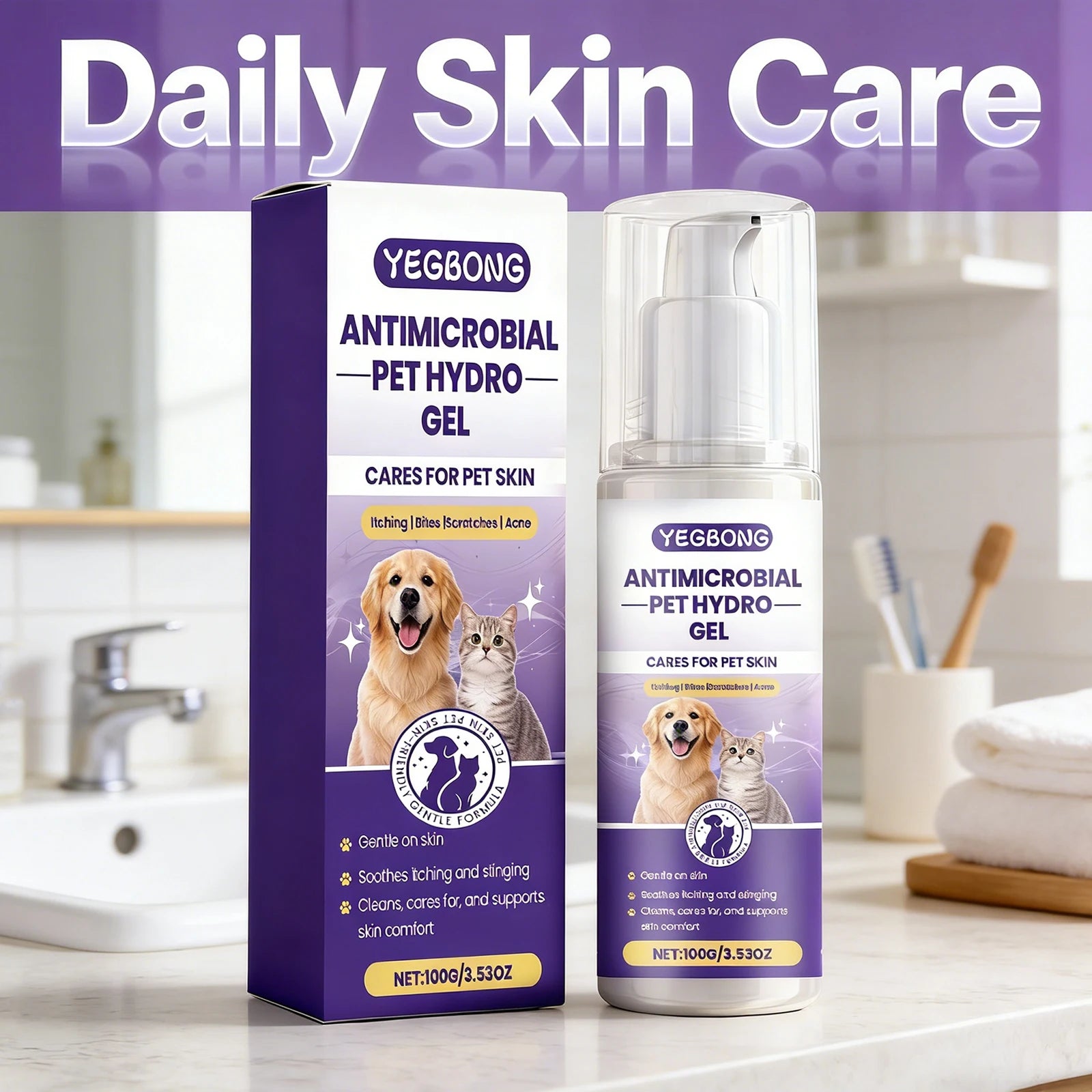 Pet Grooming Cleaning Gel Moisturizing Hypoallergenic Formula Remove Dirt Soothing Skin Eliminate Odor Daily Pet Skin Care Gel Qme