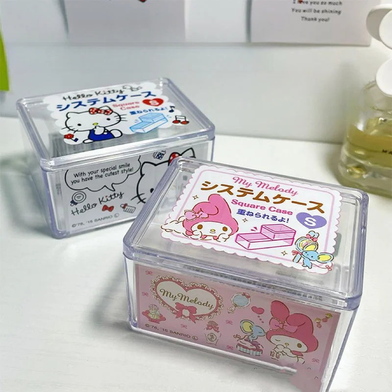 Hello Kitty Desktop Storage Box Transparent, Dust-Proof Jewelry Organizer for Instagram-Worthy Display Qme