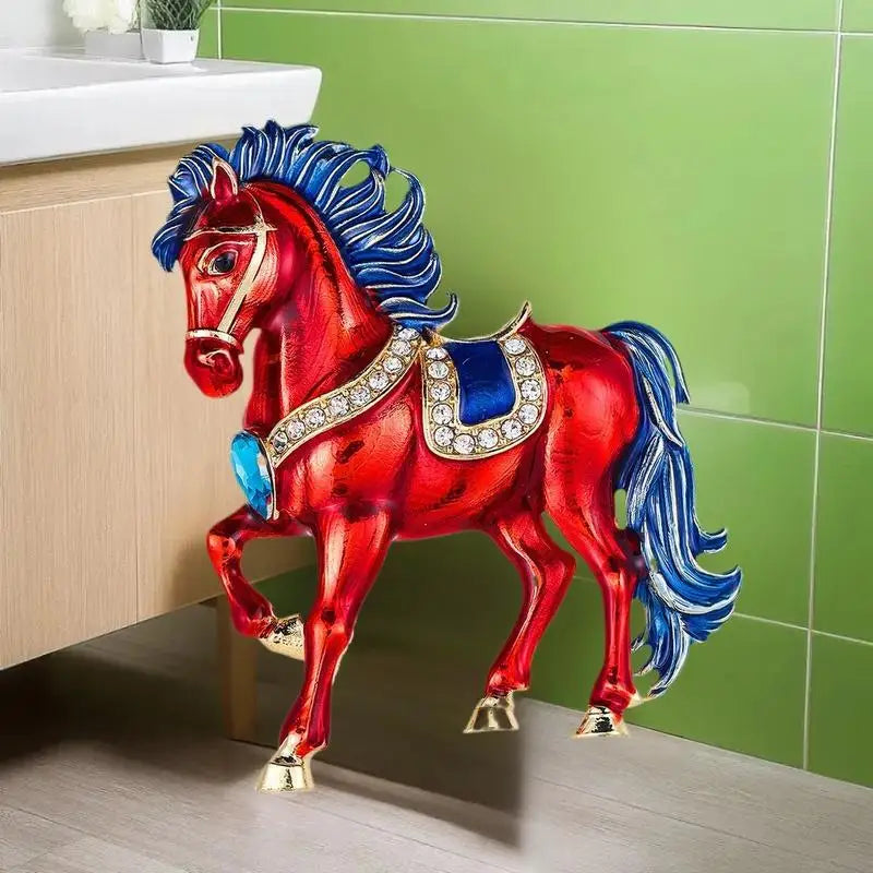 Exquisite Rhinestone Running Horse Brooches Women Men 4-color Enamel Qme