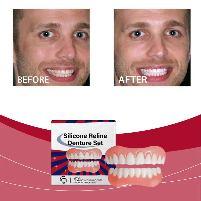 Silicone Denture Upper Lower Veneers Perfects Laugh Soft Liners Qme