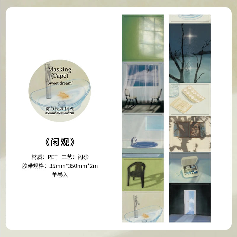 2m/Roll Beautiful scenery PET Tape Paper Journal Decorative Adhesive Masking Tape Scrapbooking Collage Diary Stationery stickers Qme D4 35mm X 200cm
