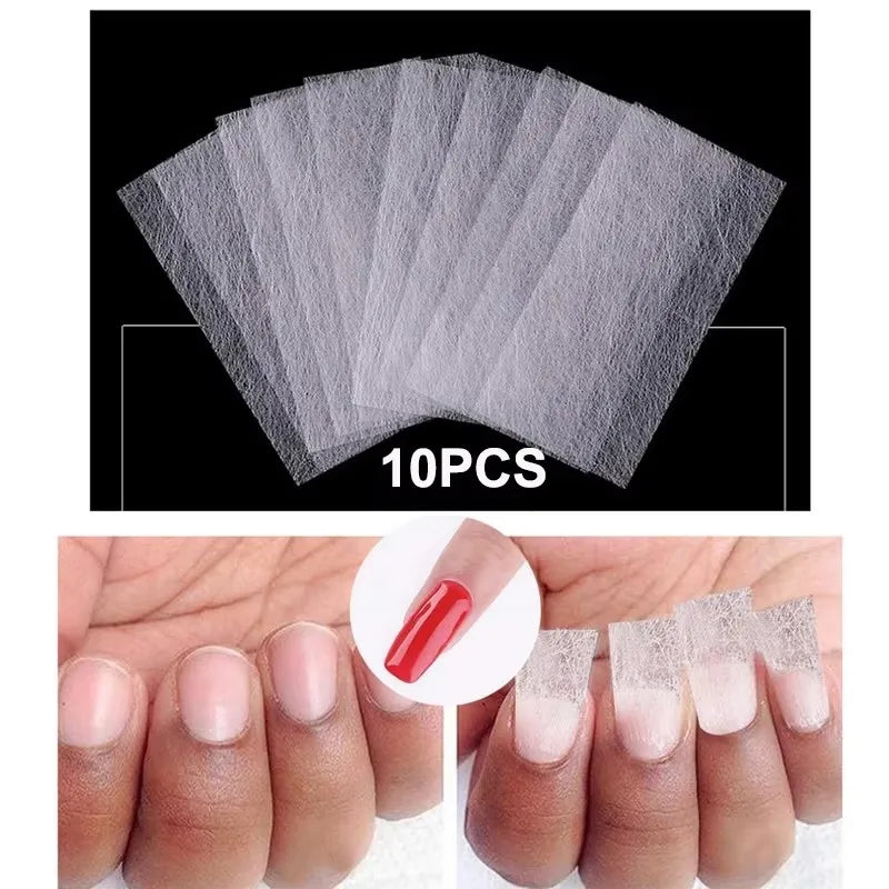 Nail Extension Fibers Fiberglass Nail Wrapping Non-Woven Fiber Gel Nail Care Tools Women DIY Nail Art Extension Accessories Qme 10Pcs Fiber