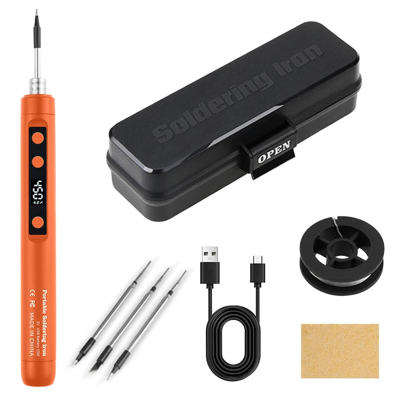 USB Soldering Iron Mini Small Portable Household Type-c Interface Qme C201S O SET4