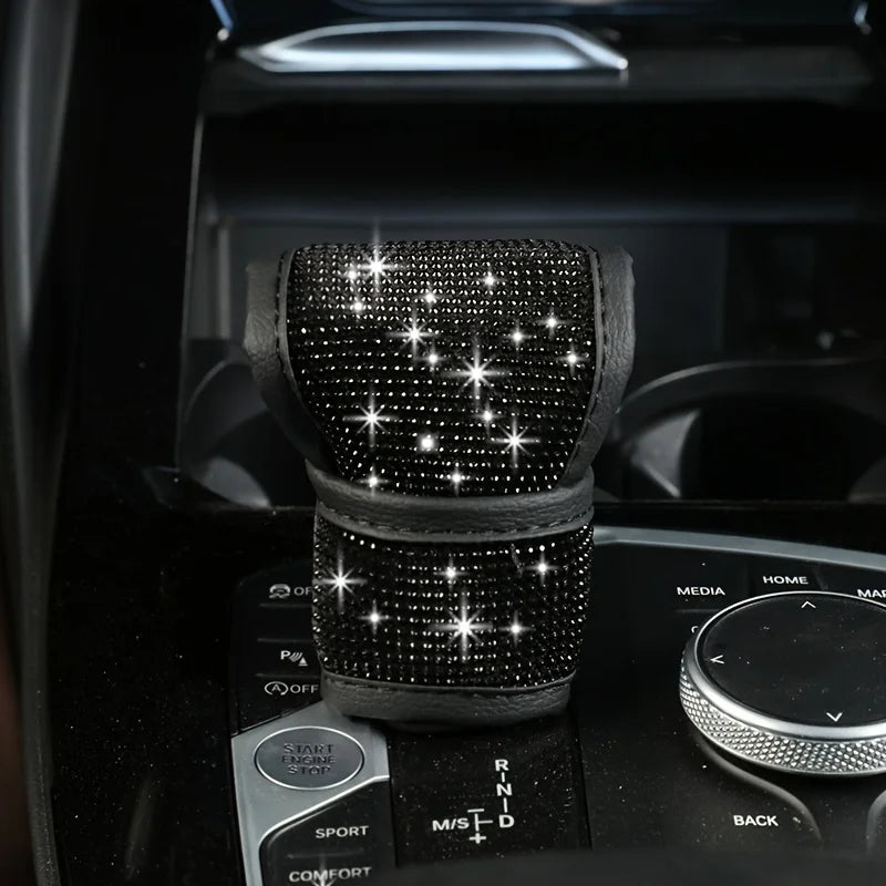 1pc Luxury Bling Car Gear Shift Cover Sparkling Rhinestone,Fit for Most Vehicles,Adds Glamour to Your Ride,Bling Car Accessories Qme
