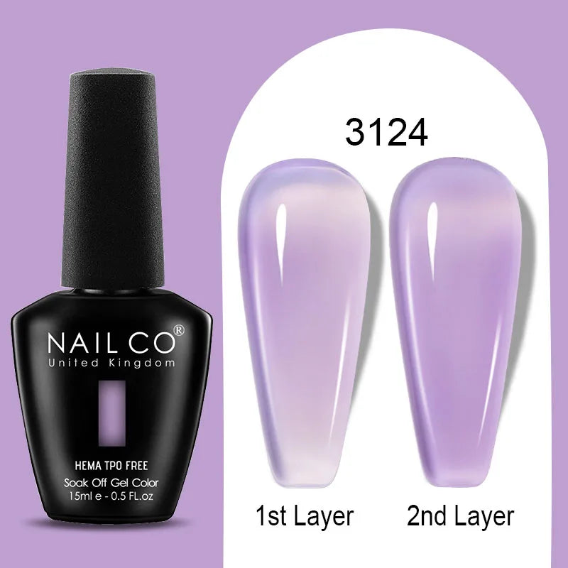 Nailco Jelly Gel Nail Polish Transparent Varnishes 44 Colors Red Pink