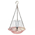 Solar Powered Birdbath with Water Pump Wildlife Feeder Outdoor Hanging Bird Bath with Solar Fountain for Outdoor Garden Decor Qme Pink