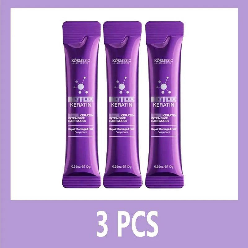 Keratin Hair Mask Magical 5 Second Repair Damage Frizzy Soft Smooth Shiny Hair Deep Moisturize Treat Repair Hair Care Mask Qme 3PCS