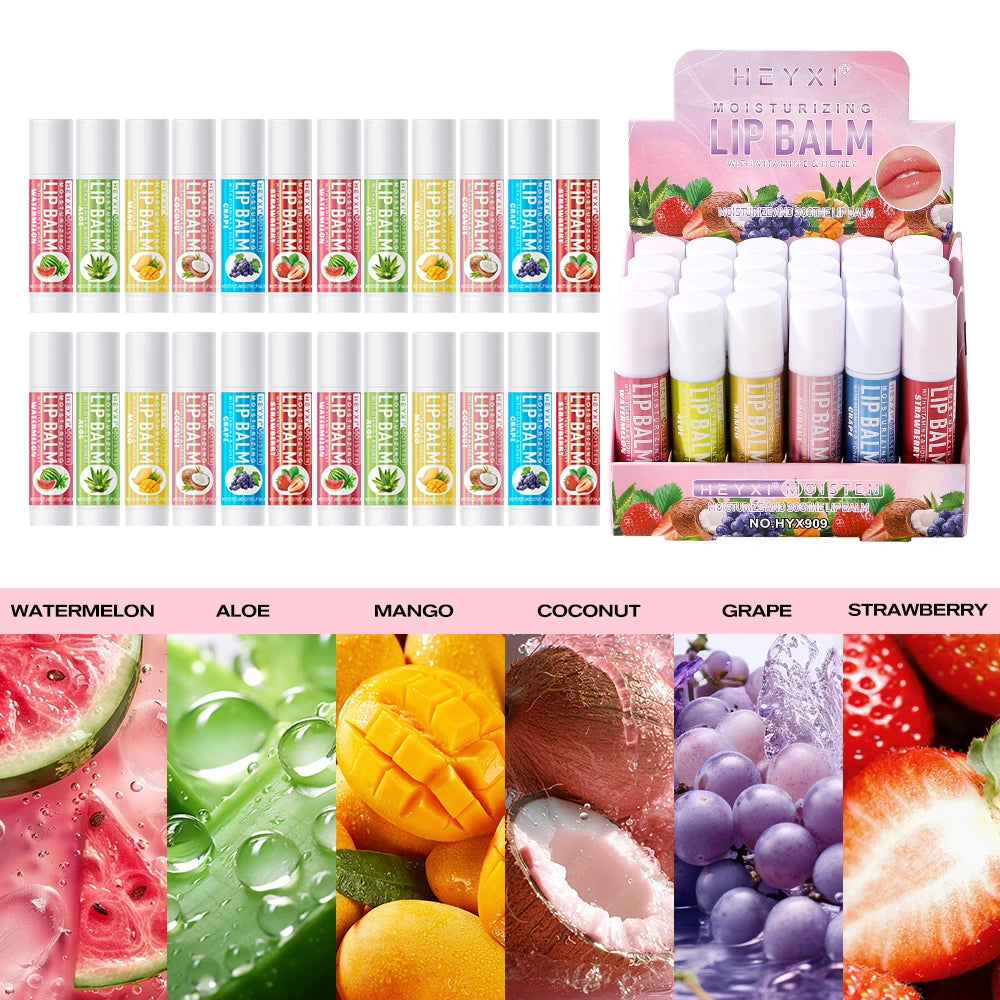 Fruit Flavor Lipstick Moisturizing Suitable All Skin Lip Care Qme 24pcs