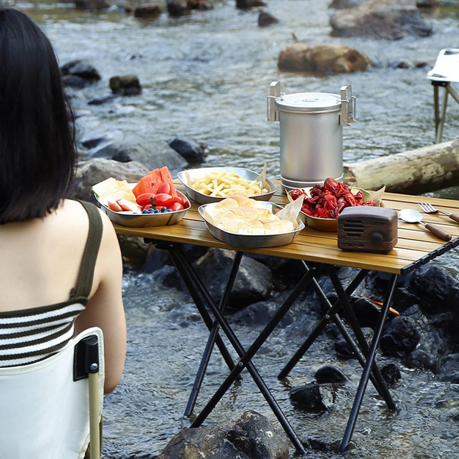 Stainless Steel Serving Plates 10 Inches Dinner Dishes Metal Camping Plate for BBQ Snack Metal Serving Plates Qme