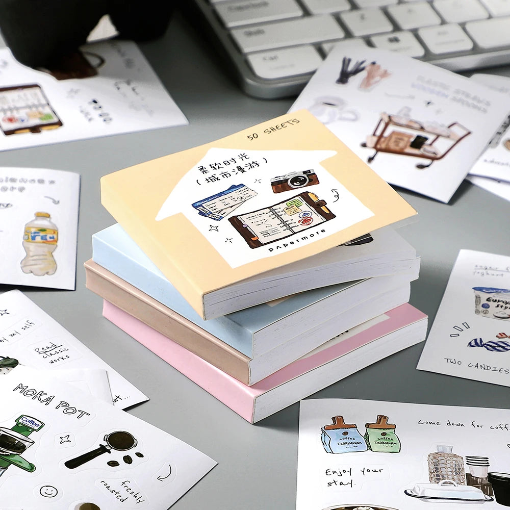 50 pcs Ins Magazine Sticker Book Washi Paper Journal Stickers Material DIY Decoration Memo Pad Scrapbooking Supplies Stationery Qme