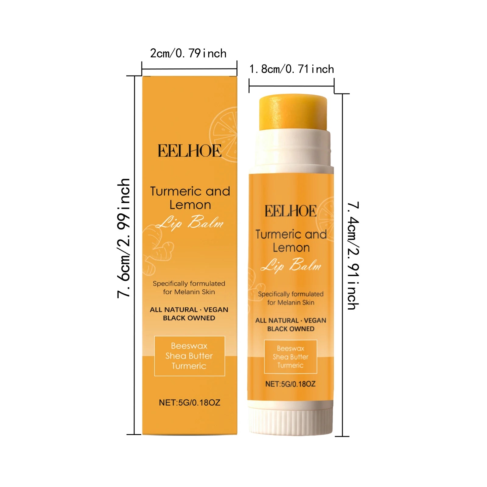 Turmeric Lemon Lip Balm Brightening Moisturizing Softens Lip Skin Protective Lip Care Cream for Dry Chapped Lips Daily Hydrating Qme 5g Boxed
