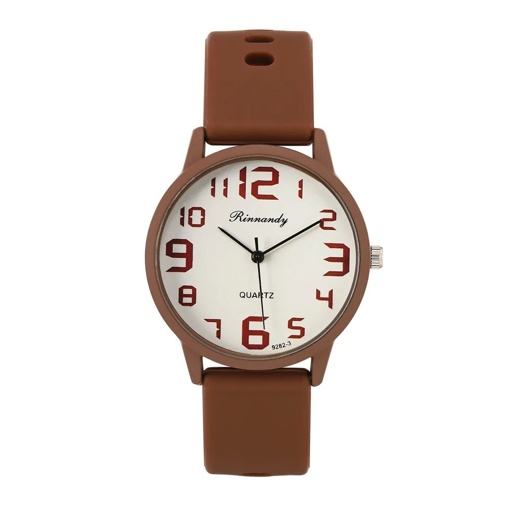 Reloj Mujer Fashion Women Silicone Quartz Watch Ladies Clock Trend Students White Jelly Watches Gifts for Girls Relogio Feminino Qme Brown