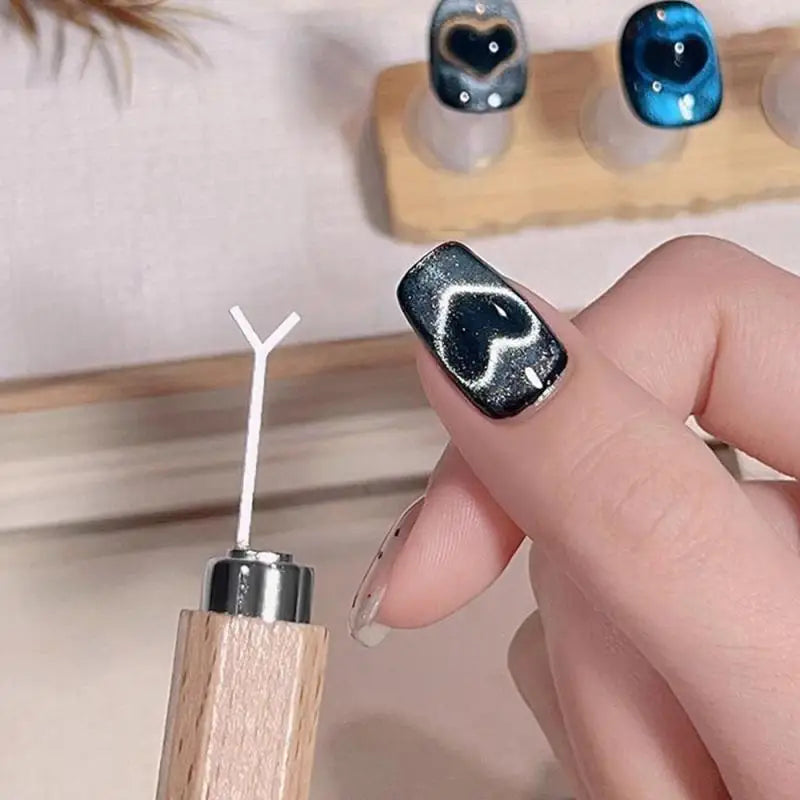 Y-shaped Nail Magnet Tool Creating Heart Ingot Patterns Cat Eye Art Qme
