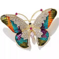 Luxury Colorful Rhinestone Butterfly Brooch Women Metal Insect Pin Qme A