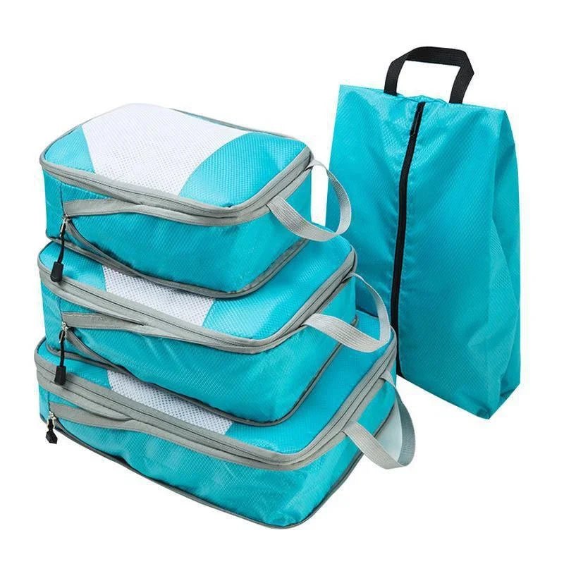 Compression Packing Cubes Travel Storage Bag Suitcase Mesh Bags Qme Blue