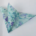 Fashionable Men's Floral Flower Cotton Handkerchief Lovely Green Blue Qme color3