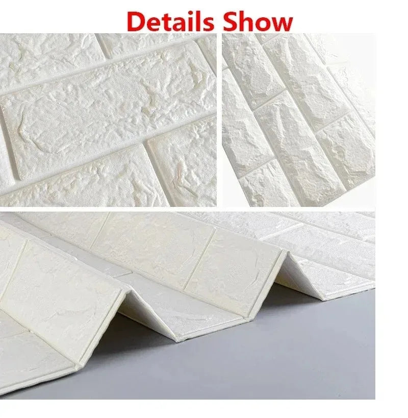 Waterproof 3D Faux Brick Wallpaper 70cmx100cm Self Adhesive Wall Qme