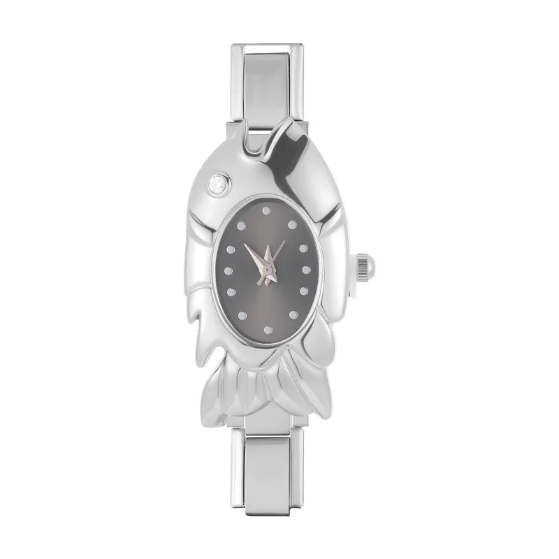 Wholesale Men Women's DIY Width Italian Elastic Charm Stainless Fish