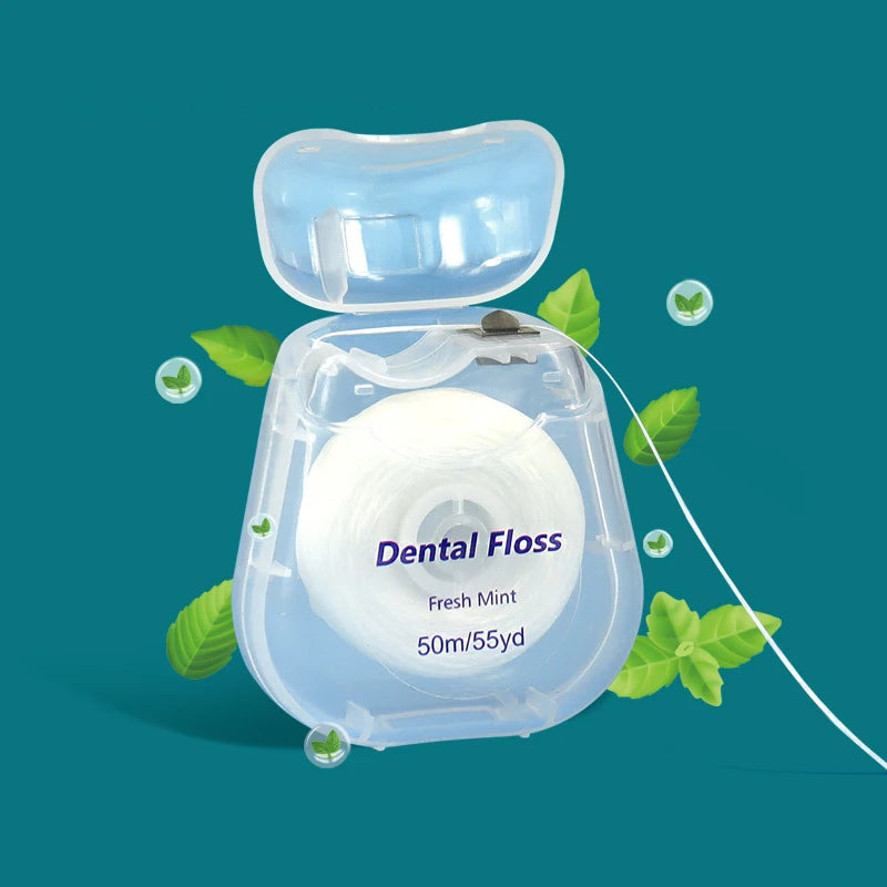 50m Portable Floss Care Picks Tooth Cleaning Tool Case Practical Qme