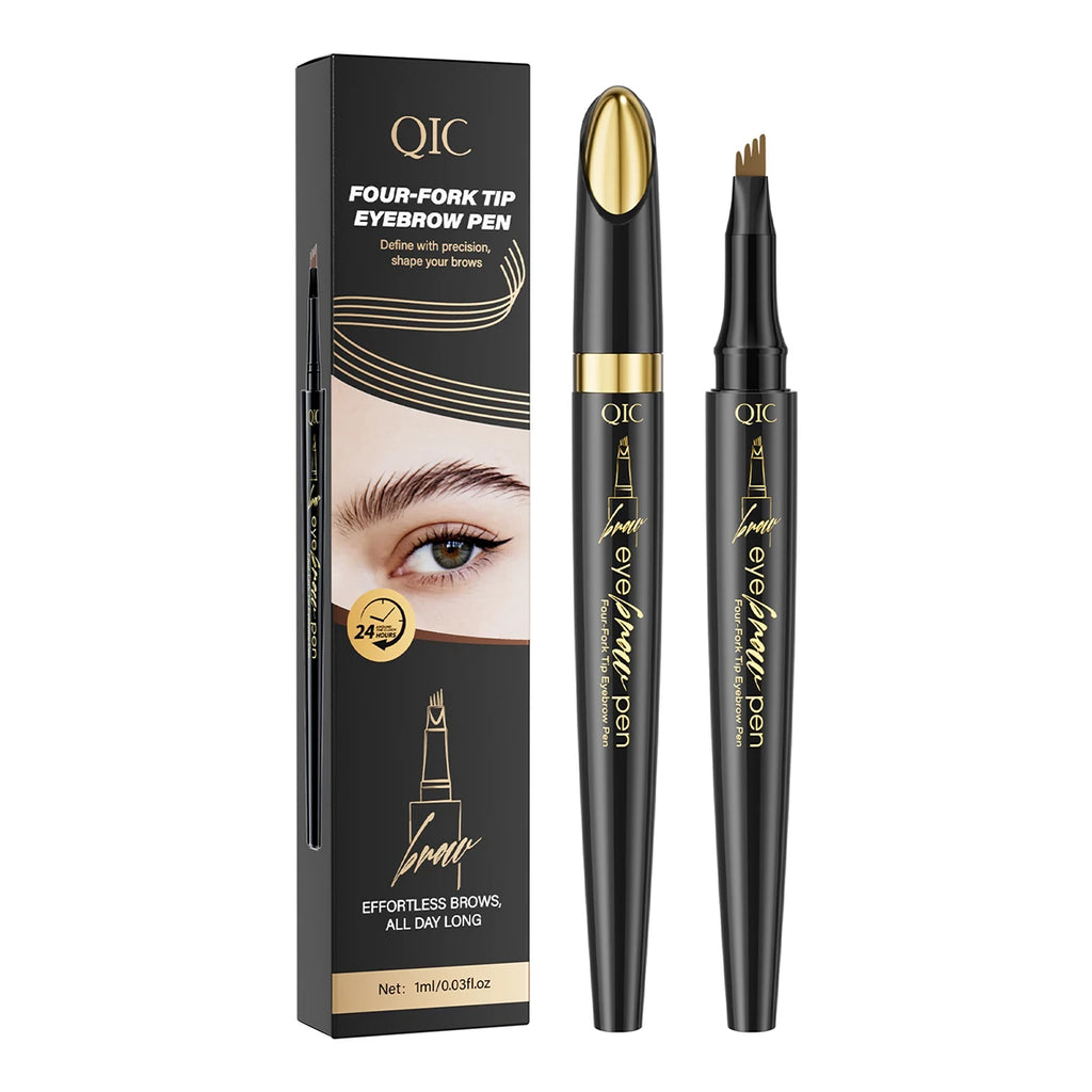 4DMicro-Textured Eyebrow Pencil, 4-Prong Tip Tattoo Eyebrow Pen, Liquid Eyebrow Pencil, Waterproof, Sweat-Resistant,Smudge-Proof Qme