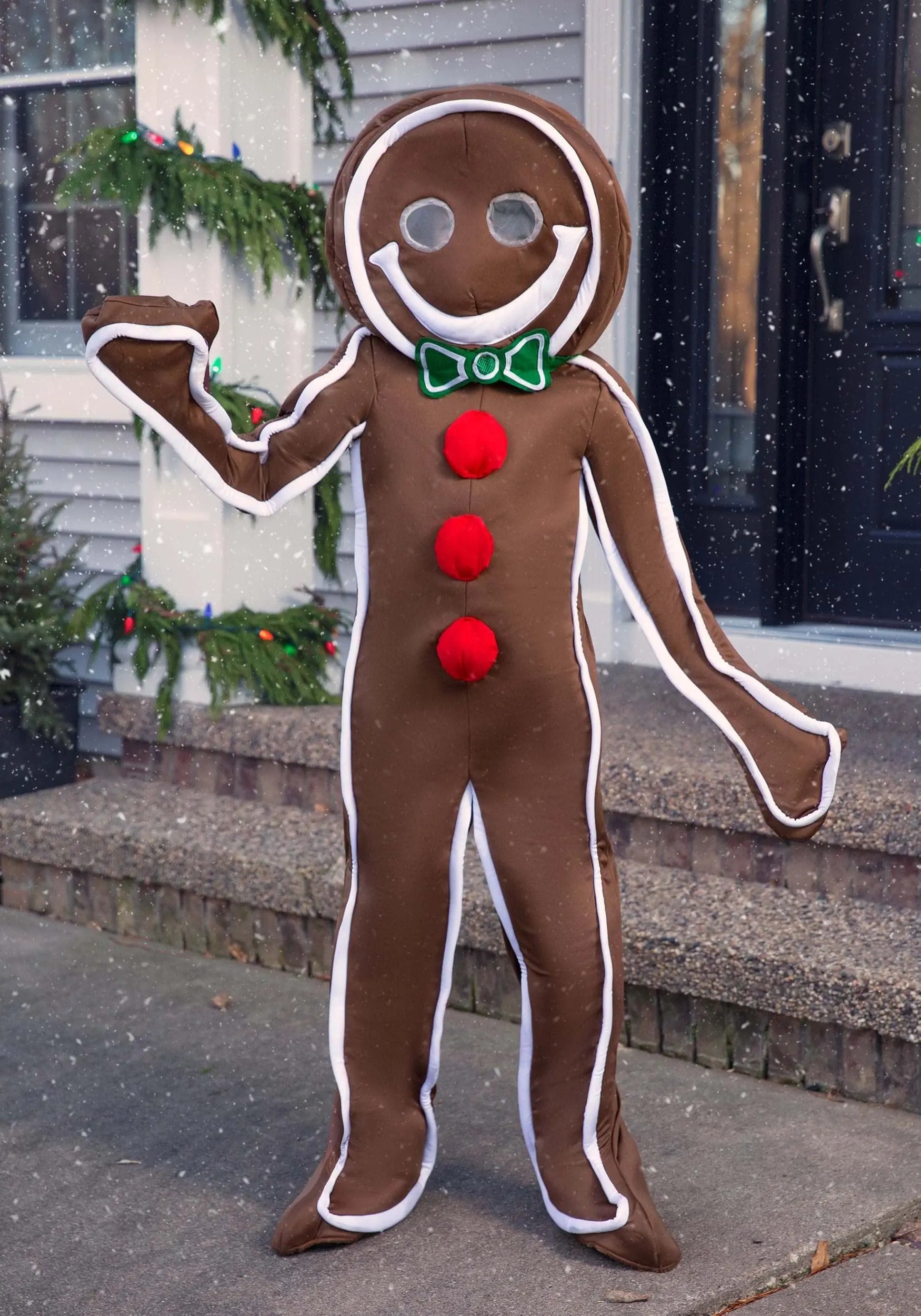 Gingerbread Man Costume for Adults Christmas Cookie Costume Festive Xmas Outfit Onesie Holiday Party Jumpsuit Qme