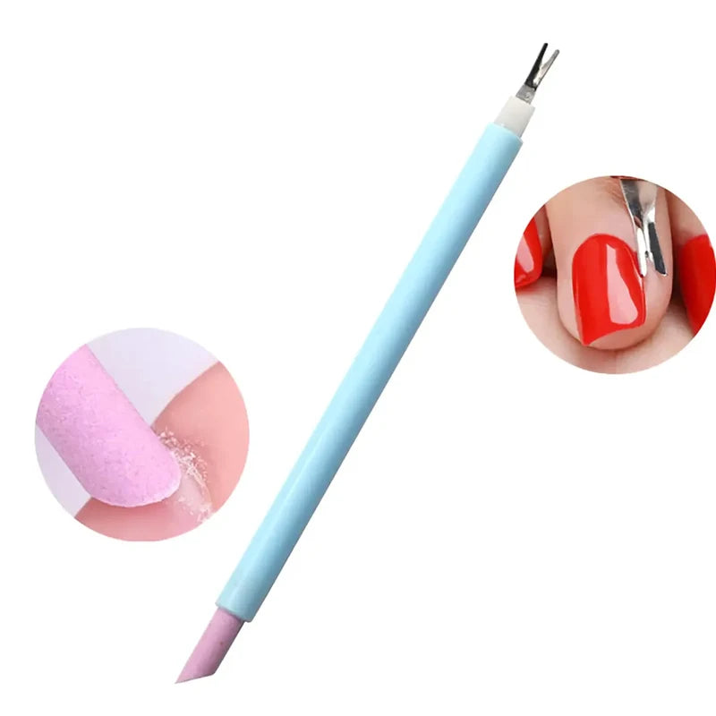 Doublehead Cuticle Trimmer Pusher Dead Skin Remover Nail Art Nipper Qme blue