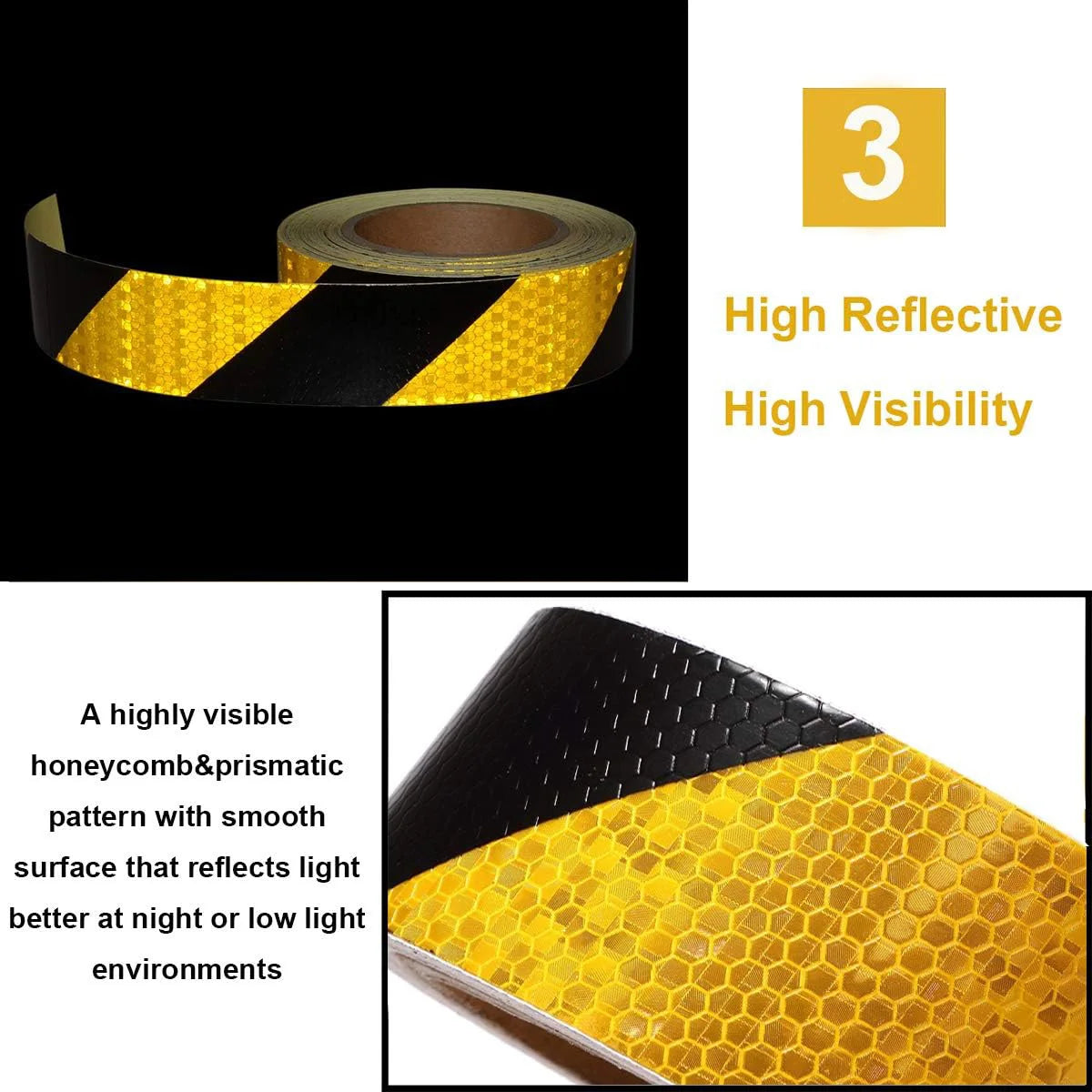 Yellow Twill Reflective Tapes Waterproof Adhesive Strips Hazard Reflector Warning Conspicuity Stickers Qme