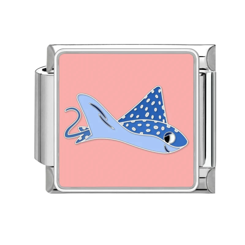 Colored Glaze Star Sun Starfish Ocean Italian Charm Stainless Steel