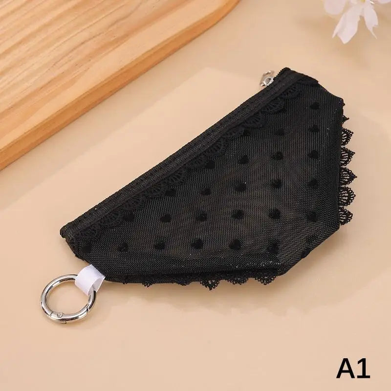 Lace Trim Mesh Cosmetic Bag Transparent Design And Portable Perfect For Travel Daily Use Storing Qme style 3