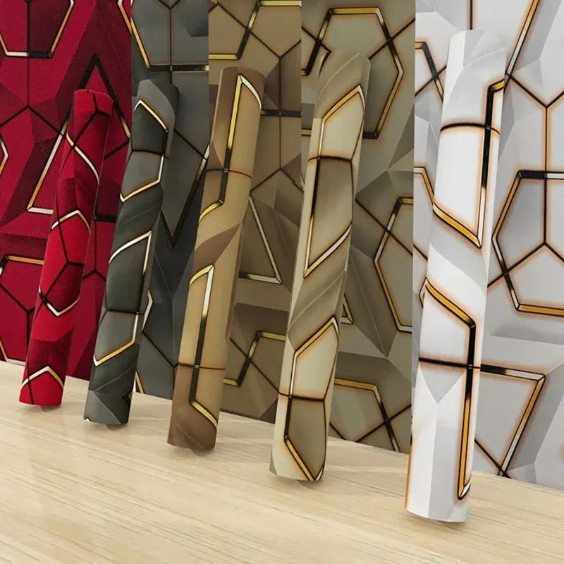 45cm Geometric Self-Adhesive Wallpaper Decoration Waterproof and Stain Resistant Ins Style Bedroom E-Sports Room Wallpaper Qme