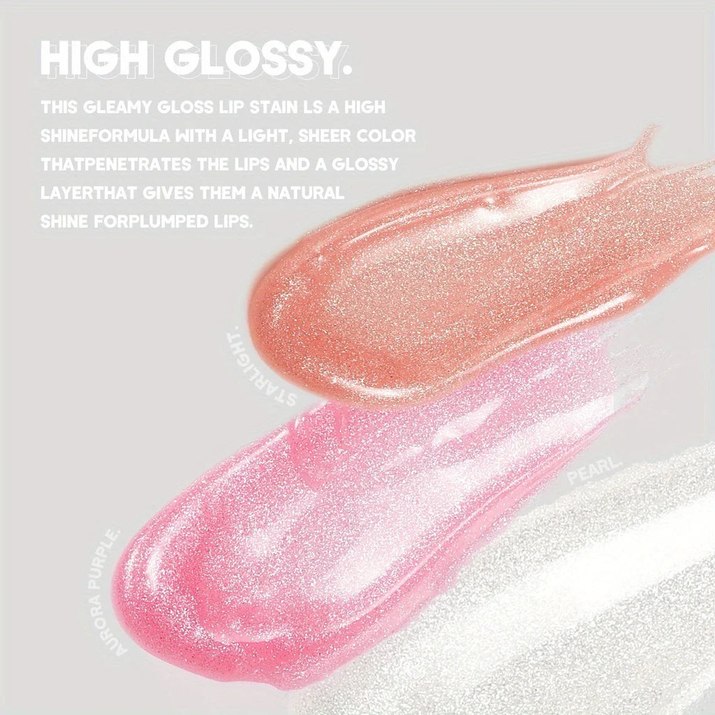 Moisturizing Lip Lacquer Sparkling Gel Gloss Shiny Glittery Glass Qme