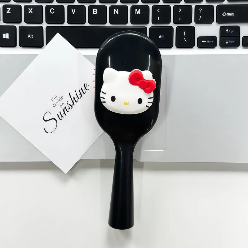 Hello Kitty Handheld Cartoon Cushion Comb Head Massage Comb Hair-Smoothing Comb Cute Plastic Hair Comb Small Comb for Students Qme