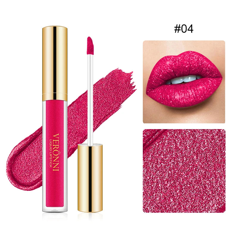 VERONNI Diamond Pearlescent Lip Gloss 10 Colors Non-stick Mermaid Qme 04