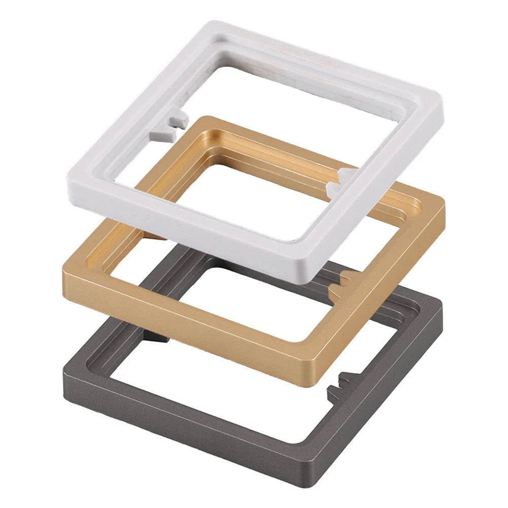2pcs Switch Surround Plate Wall Panel Decoration 10MM Single Socket Spacer Socket Plate White Grey Gold Frame With 4x Screws Qme