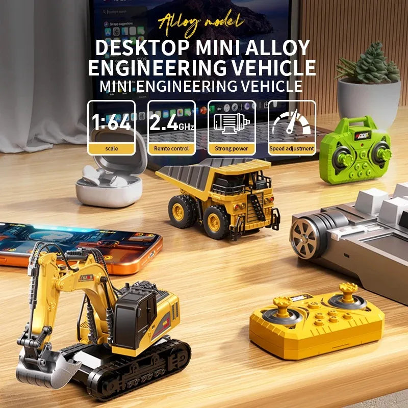 Bluetooth Remote Control Crane And Forklift two-in-one Desktop Mini Alloy Toy Car Model With Trailer Christmas Gift In Color Box Qme