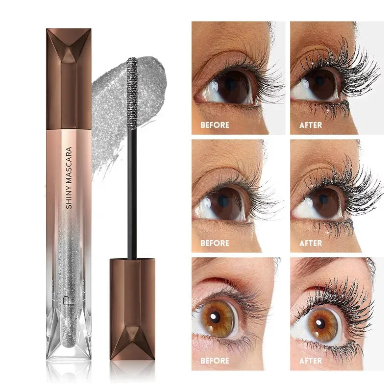 Eyelash Eyebrow Glitter Mascara Brush Lengthing Eye Lash Colored Blue Pink Gold Mascara Eyelashes Curling Extension Makeup Qme