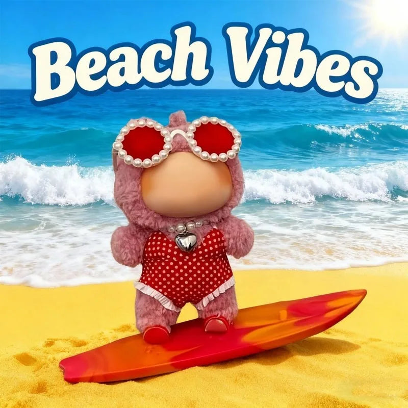 17cm Labubu 4-piece costume set (without dolls), fashionable summer beach costume set, doll costume accessories Qme
