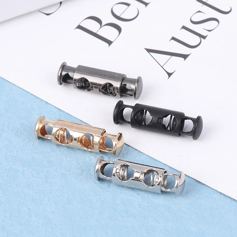 10Pcs Metal Double Hole Head Spring Buckle Cord Lock Elastic Adjustment Buckles Tightening Fasteners Locks Sewing Tools Qme