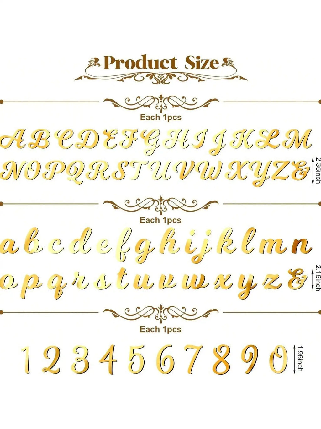 Gold Silver Rose Black Acrylic Alphabet Number Cake Decoration Qme