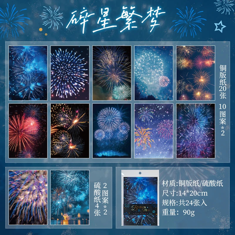24 Sheets Tearable Paper for Scrapbooking DIY Craft Wrapping Sticker Background Art Card Decoration Qme 3