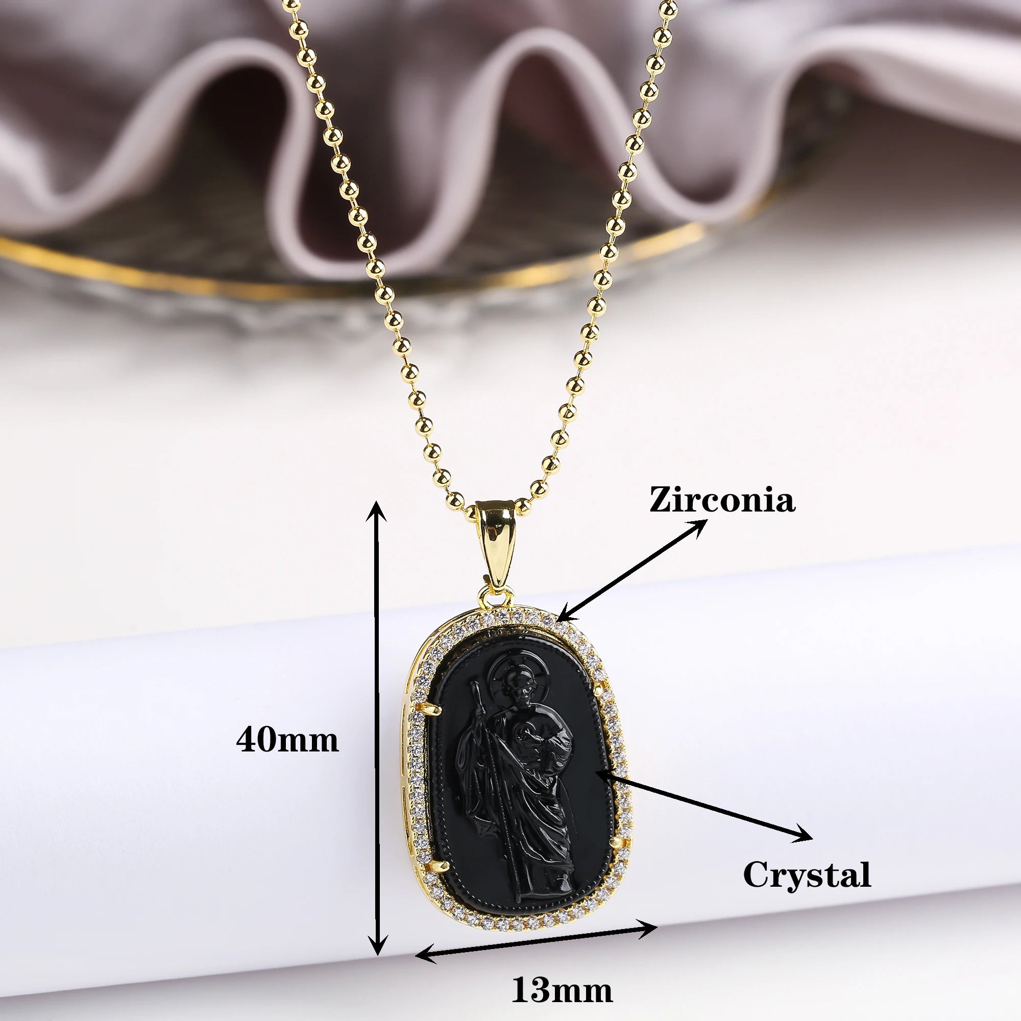 High Quality Creative Shiny Zirconia Crystal St. Jude Pendant Necklace Classic for Man Woman Religious Fine Jewelry Party Gift Qme