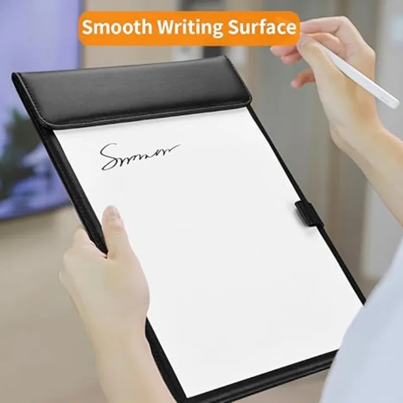A4 Clipboard Folder Work PU Leather File Clip Document Holder Qme
