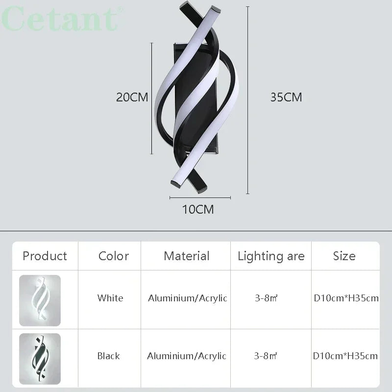 Modern LED Wall Lamp Home Decoration Line Bedroom Bedside Corridor Living Room Backgroud Black White Lighting Lustre Wall Sconc Qme
