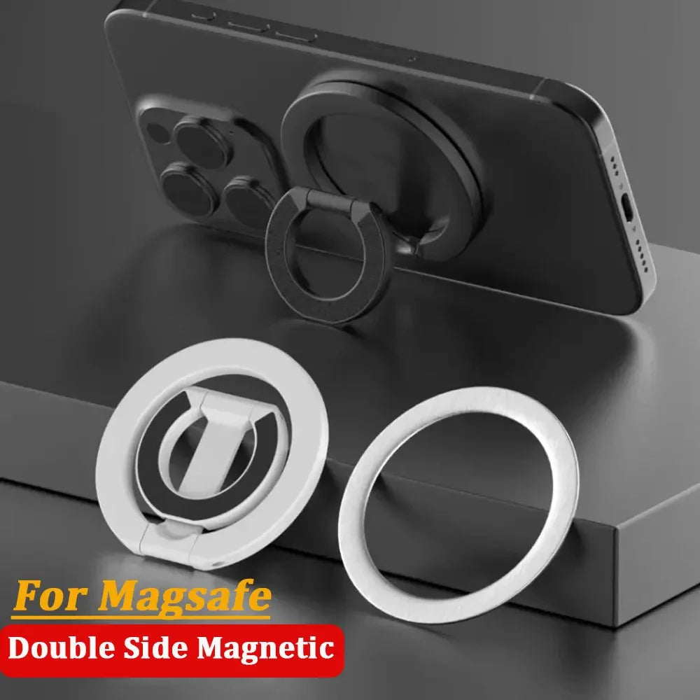 Double-sided Magnetic Phone Holder Double Sided Super Magnet Portable Folding Stand Ring Holder Desktop Bracket For All Phones Qme
