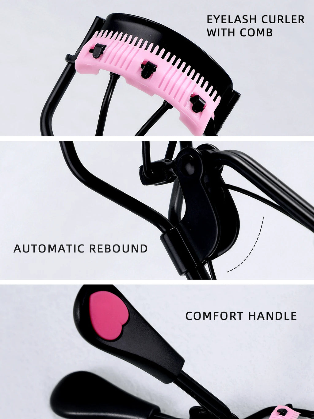 1 Stainless Steel Eyelash Curler Comb Lasting Shaping Big Eyes No Qme