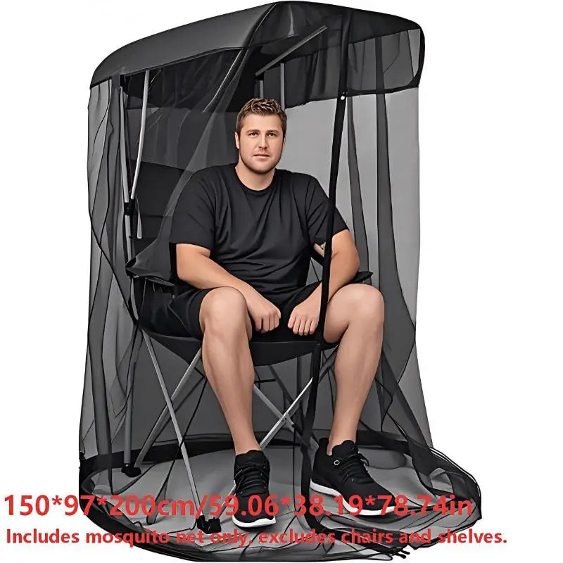 Portable Mosquito Net Camping Chair Outdoor Zipper Door Bug Screen Qme Black 150x97x200cm