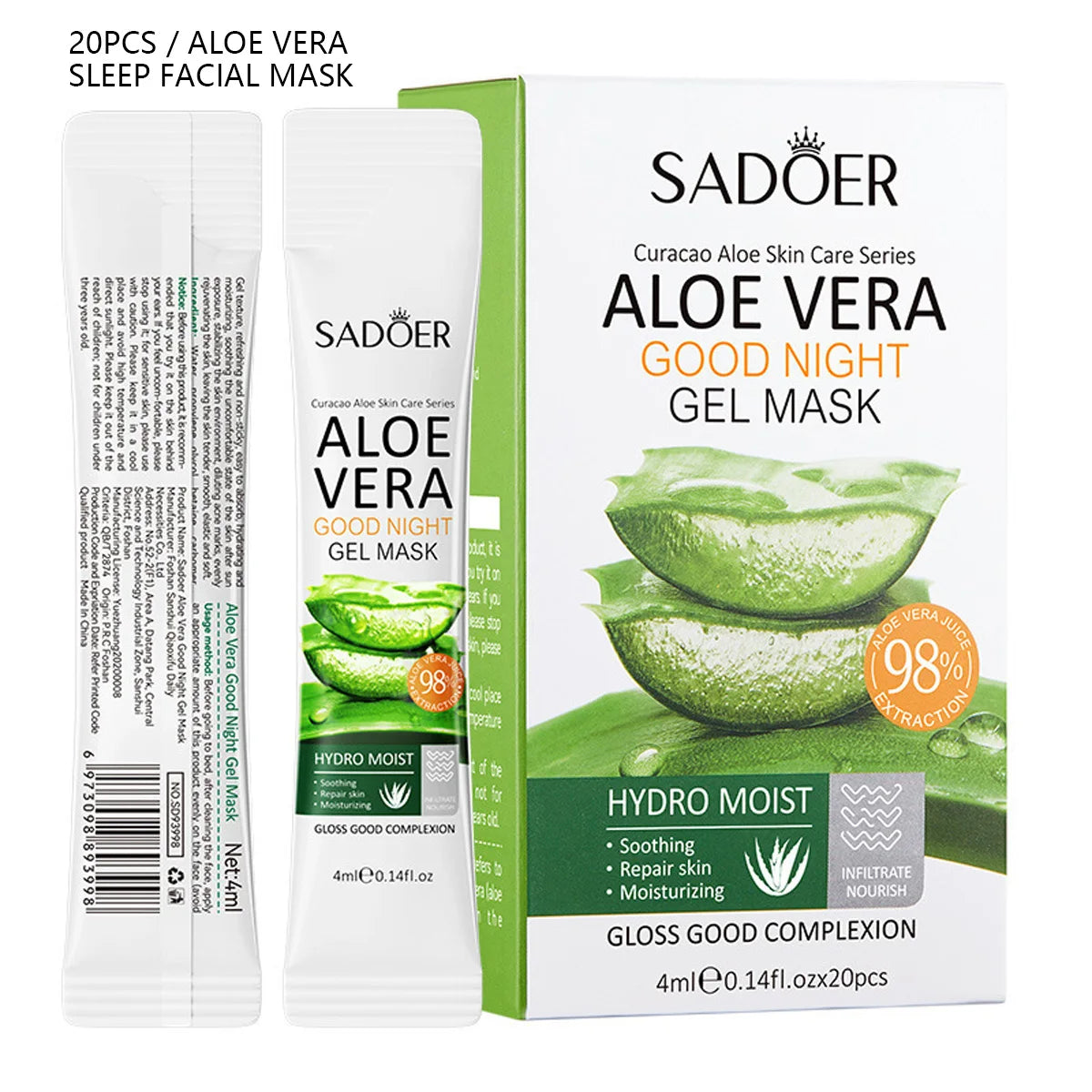 Aloe Vera Moisturizing Sleep Facial Mask No Need Clean Disposable Qme