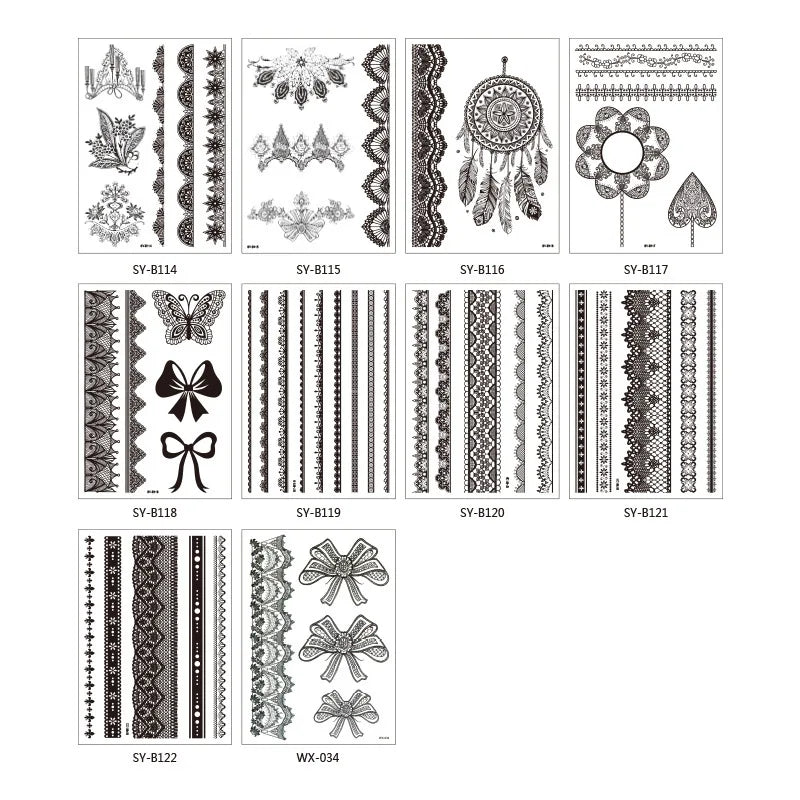 A 4/8 Water Transfer Stickers Mandala Henna Tattoo Stickers Fake Instant Henna Temporary Tattoo Indian Mehndi Flower Waterproof Qme